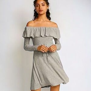 • Express • Off The Shoulder Ruffle Corset Waist Fit & Flare Dress